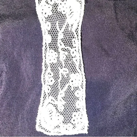 Sadie & Sage Anthropologie Blue & Tan Ruffled V-Neck A-Line Mini Dress Size S - Picture 8 of 10